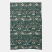 ヒョウ蛾とハニーサックル植物ヴィンテージ キッチンタオル (縦)