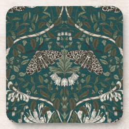 ヒョウ蛾とハニーサックル植物ヴィンテージ コースター