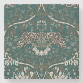 ヒョウ蛾とハニーサックル植物ヴィンテージ ストーンコースター