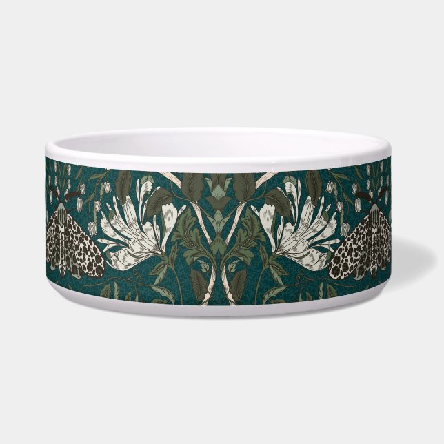 ヒョウ蛾とハニーサックル植物ヴィンテージ ボウル (正面)