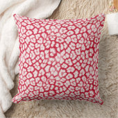 ヒョウ赤と白柄 クッション (ブランケット)