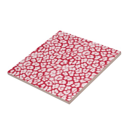 ヒョウ赤と白柄 タイル (側面)