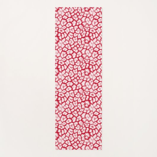 ヒョウ赤と白柄 ヨガマット (正面)