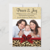 ヒョウ赤弓クリスマスフォトグリーティング 招待状 (正面)