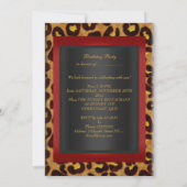 ヒョウ赤金ゴールドブラック誕生日エレガントヴィンテージ 招待状 (裏面)