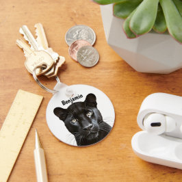 ヒョウ野獣パーソナライズされた名 キーホルダー