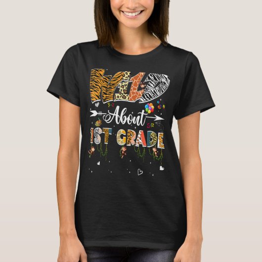 ヒョウ野生について1年生新学期サファリ Tシャツ (正面)