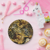 ヒョウ野生動物のサファリの皮膚金ゴールドブラック ペーパープレート (パーティー)