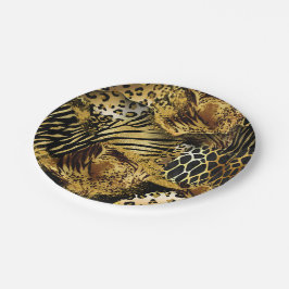 ヒョウ野生動物のサファリの皮膚金ゴールドブラック ペーパープレート
