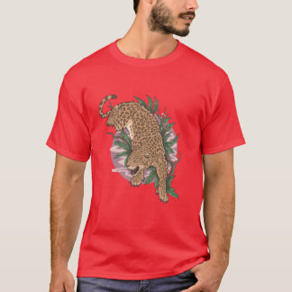 ヒョウ野生動物よじ登る家族 Tシャツ