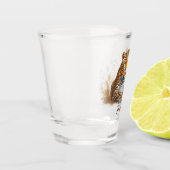 ヒョウ野生動物ポートレートパーソナライズされた名 ショットグラス (左)