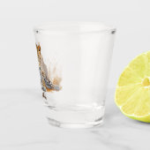 ヒョウ野生動物ポートレートパーソナライズされた名 ショットグラス (右)