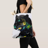 ヒョウ野生自然動物カラーアート絵画ズ トートバッグ (クローズアップ)