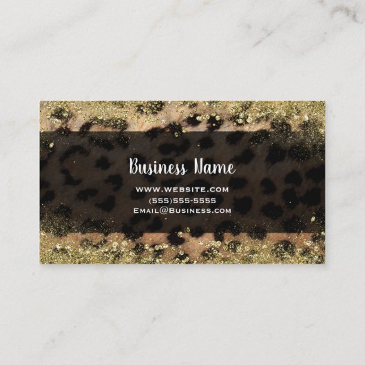 ヒョウ金ゴールドグリッターモノグラムパーソナライズされた 名刺 (裏面)