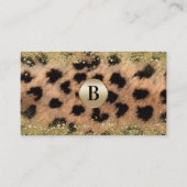 ヒョウ金ゴールドグリッターモノグラムパーソナライズされた 名刺 (正面)