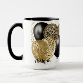 ヒョウ金ゴールドバルーンHappy 16誕生日 マグカップ (左)