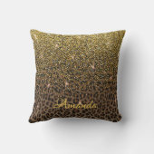 ヒョウ金ゴールドパターン紙吹雪名グラマラス クッション (裏面)