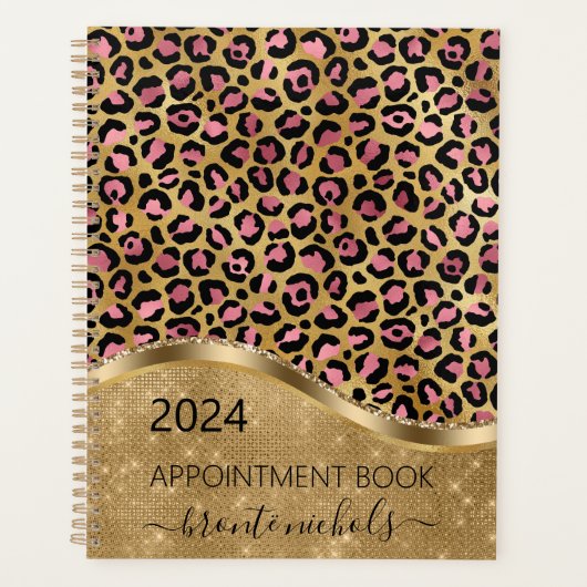 ヒョウ金ゴールド美しいサロンメイクアップアーティスト プランナー手帳 (正面)