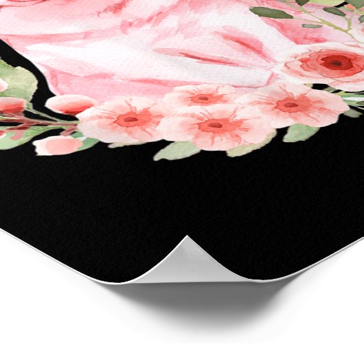 ヒョウ鉢付き豚の花かわいい豚 ポスター (角)