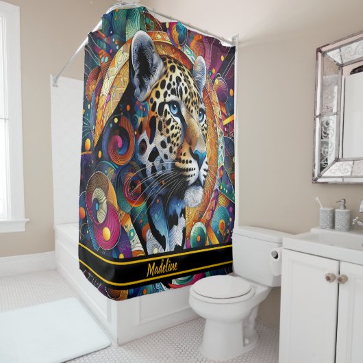 ヒョウ陛下:ジャングはっきりしたルビベス シャワーカーテン (インサイチュ)
