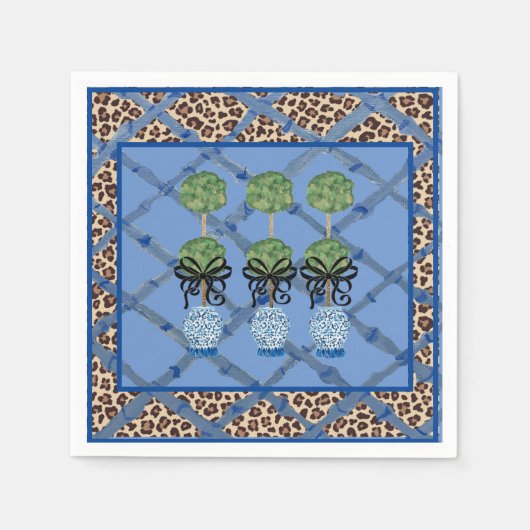 ヒョウ青バンブーチノイスリージンジャージャー紙 スタンダードカクテルナプキン (正面)