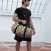 ヒョウ革プリントパターンモノグラム ダッフルバッグ