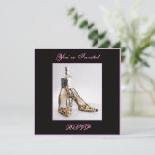 ヒョウ靴招待状スクエア、招待されました 招待状 (スタンド正面)