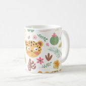 ヒョウ頭熱帯植物パターン コーヒーマグカップ (正面右)