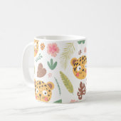 ヒョウ頭熱帯植物パターン コーヒーマグカップ (正面左)