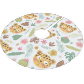 ヒョウ頭熱帯植物パターン ブラッシュドポリエステルツリースカート (アングル)