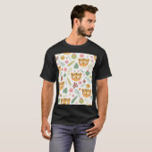ヒョウ頭熱帯植物パターン Tシャツ (正面フル)