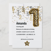 ヒョウ風船1歳招待状 招待状 (正面)