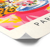 ヒョウ飲みコーヒー,アンリマティスプリント,ピンク ポスター (角)