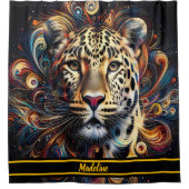 ヒョウ魔法:ジャングル芸術的の雰囲気 シャワーカーテン (正面)