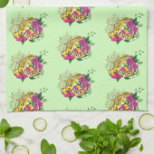 ヒョウ黄ゲコグリーン キッチンタオル (折り畳み)