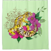 ヒョウ黄ゲコグリーン シャワーカーテン (正面)