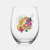 ヒョウ黄ゲコグリーン ステムなしワイングラス (裏面)