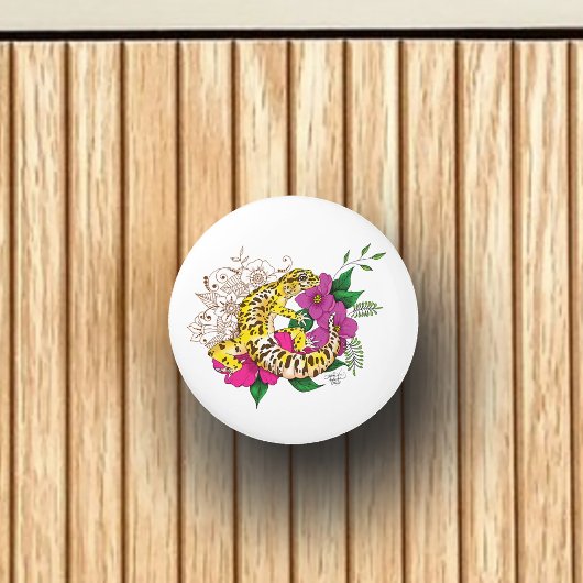 ヒョウ黄ゲコグリーン セラミックノブ