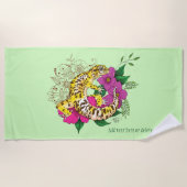 ヒョウ黄ゲコグリーン ビーチタオル (正面)