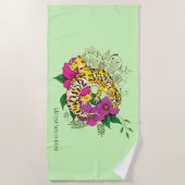 ヒョウ黄ゲコグリーン ビーチタオル (正面)