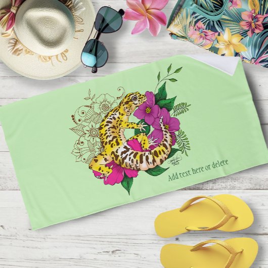 ヒョウ黄ゲコグリーン ビーチタオル