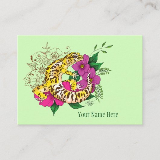 ヒョウ黄ゲコグリーン 名刺 (正面)