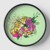 ヒョウ黄ゲコグリーン 壁時計 (正面)