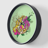 ヒョウ黄ゲコグリーン 壁時計 (傾斜)