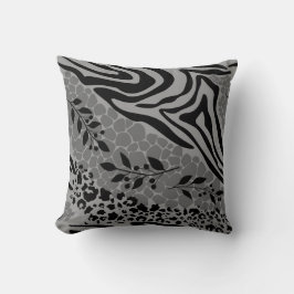 ヒョウ黒とグレー クッション