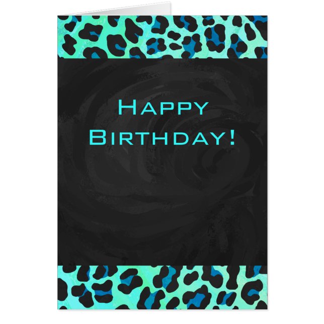 ヒョウ黒とティール（緑がかった色）プリント (正面)
