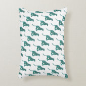 ヒョウ黒とティール（緑がかった色）プリント アクセントクッション (正面(垂直))