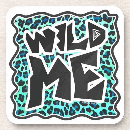 ヒョウ黒とティール(緑がかった色)プリント コースター (正面)