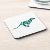 ヒョウ黒とティール(緑がかった色)プリント コースター (左側)
