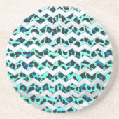 ヒョウ黒とティール(緑がかった色)プリント コースター (正面)